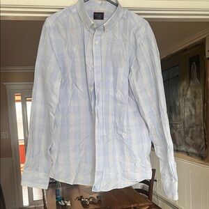 UNTUCKit Light Blue and White Plaid Long-Sleeve Button-Down Shirt